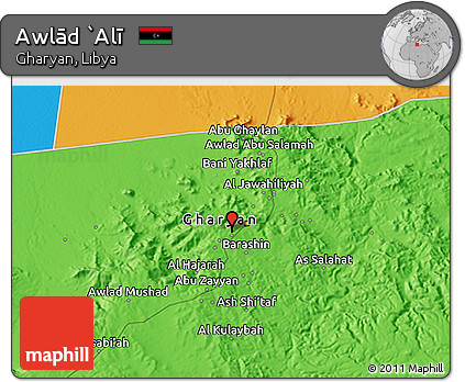 Political 3D Map of Awlād `Alī