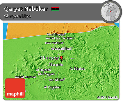 Political 3D Map of Qaryat Nābūkar