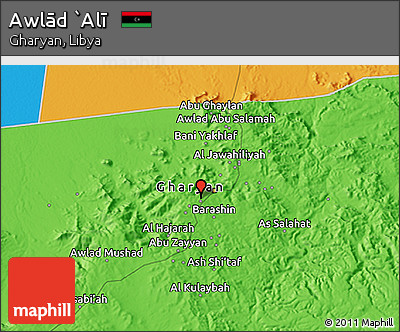Political 3D Map of Awlād `Alī