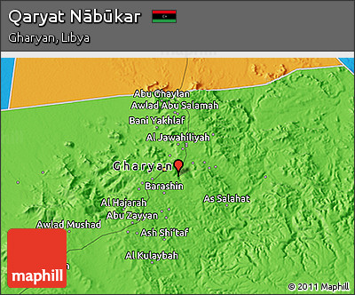 Political 3D Map of Qaryat Nābūkar