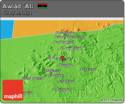 Political 3D Map of Awlād `Alī