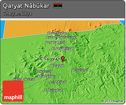 Political 3D Map of Qaryat Nābūkar