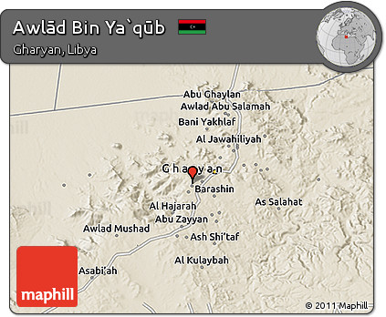 Shaded Relief 3D Map of Awlād Bin Ya`qūb