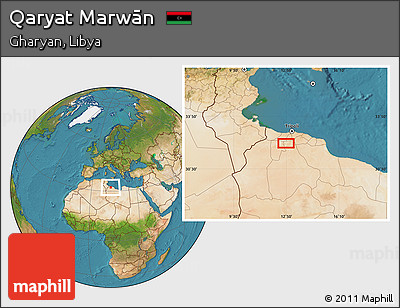 Satellite Location Map of Qaryat Marwān