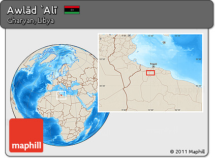 Shaded Relief Location Map of Awlād `Alī