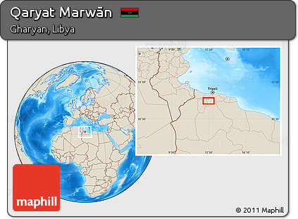 Shaded Relief Location Map of Qaryat Marwān
