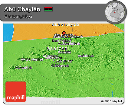 Political Panoramic Map of Abū Ghaylān