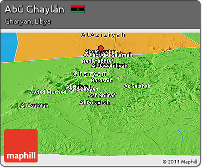 Political Panoramic Map of Abū Ghaylān