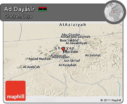 Shaded Relief Panoramic Map of Ad Dayāsīr