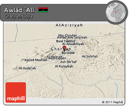 Shaded Relief Panoramic Map of Awlād `Alī