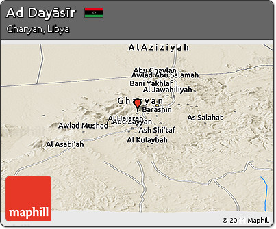 Shaded Relief Panoramic Map of Ad Dayāsīr
