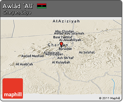 Shaded Relief Panoramic Map of Awlād `Alī
