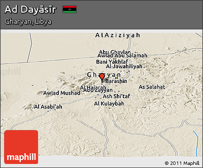 Shaded Relief Panoramic Map of Ad Dayāsīr