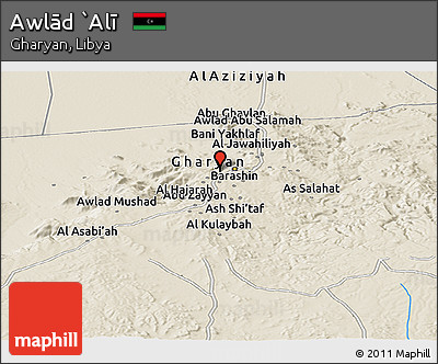 Shaded Relief Panoramic Map of Awlād `Alī
