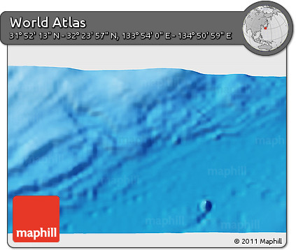Physical 3D Map of the Area around 32° 8' 5" N, 134° 22' 30" E