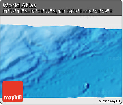 Physical 3D Map of the Area around 32° 8' 5" N, 134° 22' 30" E