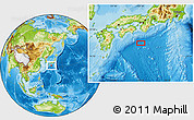 Physical Location Map of the area around 32° 8' 5" N, 135° 13' 29" E