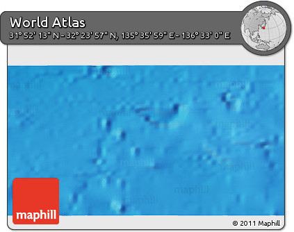 Physical 3D Map of the Area around 32° 8' 5" N, 136° 4' 29" E