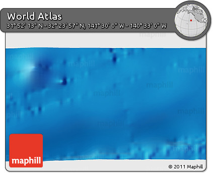 Shaded Relief 3D Map of the Area around 32° 8' 5" N, 141° 1' 30" W