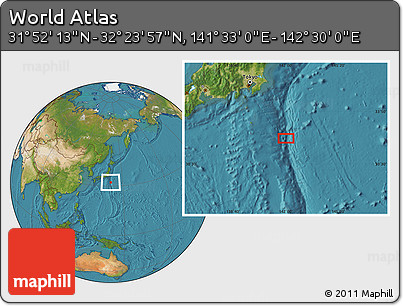 Satellite Location Map of the Area around 32° 8' 5" N, 142° 1' 30" E