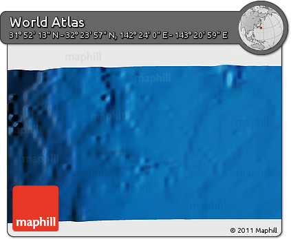 Physical 3D Map of the Area around 32° 8' 5" N, 142° 52' 30" E
