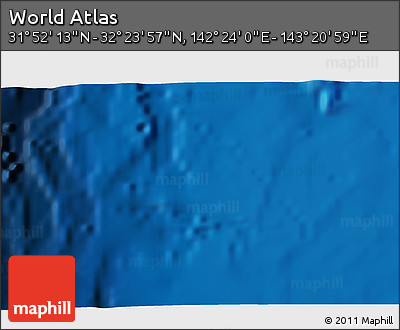 Physical 3D Map of the Area around 32° 8' 5" N, 142° 52' 30" E
