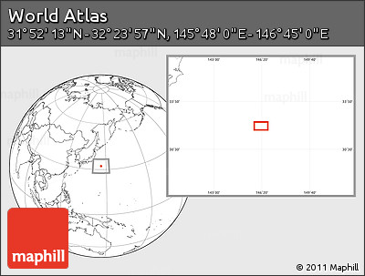 Blank Location Map of the Area around 32° 8' 5" N, 146° 16' 30" E