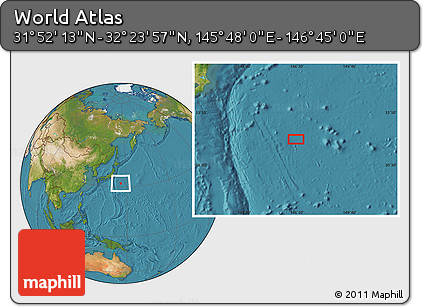 Satellite Location Map of the Area around 32° 8' 5" N, 146° 16' 30" E