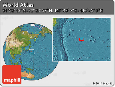 Satellite Location Map of the Area around 32° 8' 5" N, 146° 16' 30" E