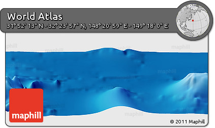 Physical Panoramic Map of the Area around 32° 8' 5" N, 148° 49' 29" E