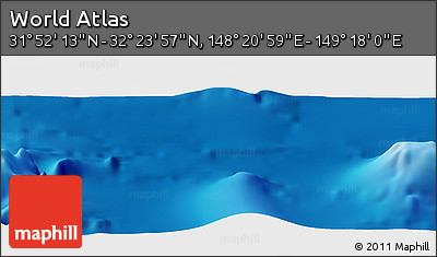 Physical Panoramic Map of the Area around 32° 8' 5" N, 148° 49' 29" E