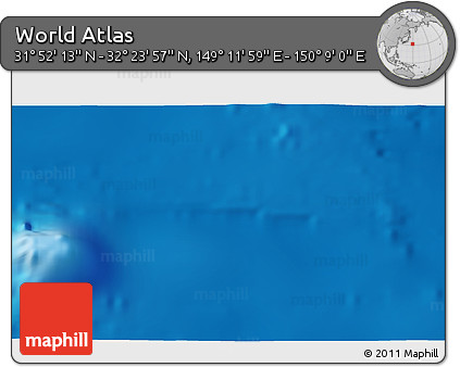 Physical 3D Map of the Area around 32° 8' 5" N, 149° 40' 30" E
