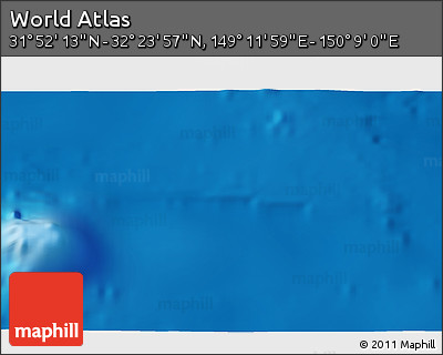 Physical 3D Map of the Area around 32° 8' 5" N, 149° 40' 30" E