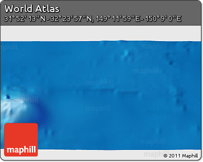 Physical 3D Map of the Area around 32° 8' 5" N, 149° 40' 30" E