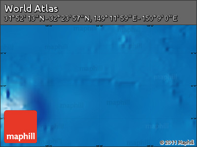Physical Map of the Area around 32° 8' 5" N, 149° 40' 30" E