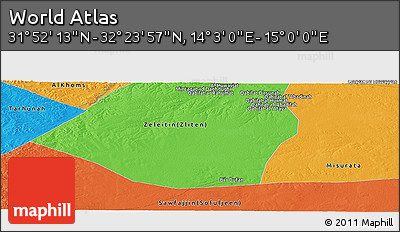 Political Panoramic Map of the Area around 32° 8' 5" N, 14° 31' 30" E