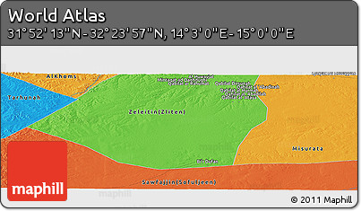 Political Panoramic Map of the Area around 32° 8' 5" N, 14° 31' 30" E