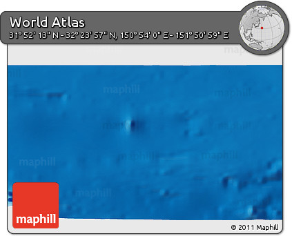Physical 3D Map of the Area around 32° 8' 5" N, 151° 22' 30" E
