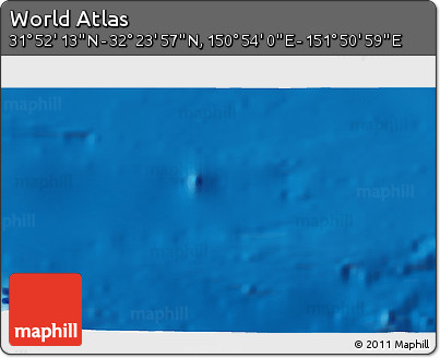 Physical 3D Map of the Area around 32° 8' 5" N, 151° 22' 30" E