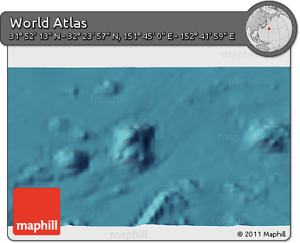Satellite 3D Map of the Area around 32° 8' 5" N, 152° 13' 29" E