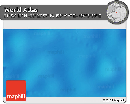 Shaded Relief 3D Map of the Area around 32° 8' 5" N, 155° 37' 30" E