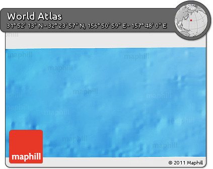 Shaded Relief 3D Map of the Area around 32° 8' 5" N, 157° 19' 29" E