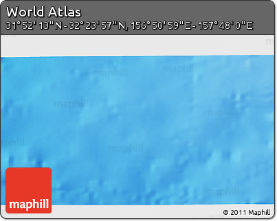 Shaded Relief 3D Map of the Area around 32° 8' 5" N, 157° 19' 29" E