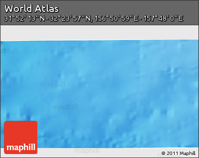 Shaded Relief 3D Map of the Area around 32° 8' 5" N, 157° 19' 29" E