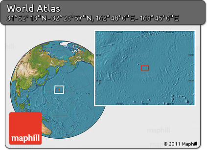 Satellite Location Map of the Area around 32° 8' 5" N, 163° 16' 30" E