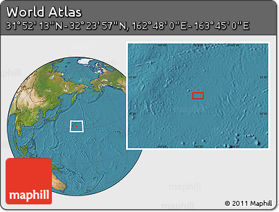 Satellite Location Map of the Area around 32° 8' 5" N, 163° 16' 30" E