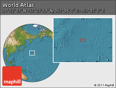 Satellite Location Map of the Area around 32° 8' 5" N, 163° 16' 30" E