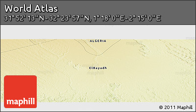 Physical Panoramic Map of the Area around 32° 8' 5" N, 1° 46' 29" E