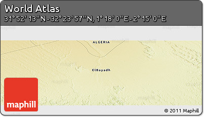 Physical Panoramic Map of the Area around 32° 8' 5" N, 1° 46' 29" E