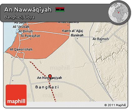 Shaded Relief 3D Map of An Nawwāqīyah